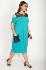 Kadın Fujya Büyük Beden Roba Ve Cep File Detaylı Viskon Elbise 65N35698