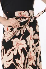 Kadın Büyük Beden Renkli Belden Bağlamalı Anvelop Etek 65N37841