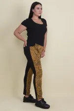 Kadın Beyaz Lak Desenli Bel Lastikli Cepli Pantolon 65N17892