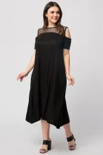 Kadın Haki Roba File Detaylı Viskon Elbise 65N24231