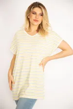 Kadın Kemik Ön Çizgili Arkası Düz Düşük Kollu Viskon Bluz 65N34914