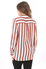 Kadın Büyük Beden Bej Dokuma Viskon Kumaş Kapalı Anvelop Bluz 65N37614