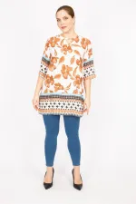 Kadın Fujya Büyük Beden Dokuma Viskon Kumaş Su Desenli Tunik