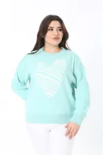 Pull en maille brodé Suzine vert grande taille pour femme 65N38862