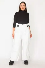 Kadın Beyaz Kese Kağıdı Bel Ve Kup Detaylı Cepli Kot Pantolon 65N33991