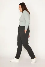 Kadın Büyük Beden Füme Yan Cepli Eşofman Alt 65N36890