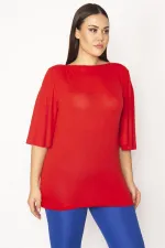 Kadın Kırmızı Volan Kollu Viskon Bluz 65N29671