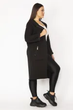 Kadın Füme Fermuar Ve Kapşon Detaylı Kaban 65N28345