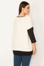 Kadın Kemik Önü Baskı Ve Taş Detaylı İki Renkli Tunik 65N31414