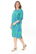 Kadın Büyük Beden Siyah Dokuma Viskon Kumaş Kol Bağcıklı Elbise 65N37865