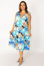 Kadın Renkli Anvelop Yakalı Renkli Elbise 65N34022