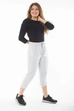 Kadın Büyük Beden Gri Kuşgözü Bağcıklı Eşofman Alt 65N37317