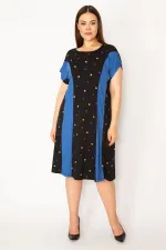Kadın Saks Puan Desenli Kuplu Elbise 65N33226