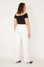 PANTALON EN SATIN DOUBLÉ POUR FEMME AVEC ÉLASTIQUE À LA TAILLE ET DESIGN DÉTAILLÉ À ÉPAULET D20/15