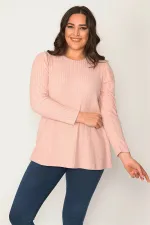 Kadın Pembe Kendin Çizgili Bisiklet Yaka Tunik 65N30416