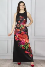 Women's Black Floral Patterned Dress 26A11200