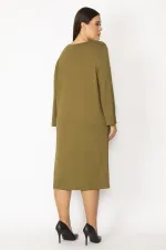 Kadın Haki Nakış Ve Payet Detaylı Uzun Kollu Elbise 65N28729