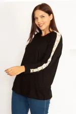 Kadın Bordo Dantel Detaylı Bluz 65N34646