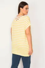 Kadın Sarı Sırt Detaylı V Yakalı Düşük Kol Bluz 65N30175