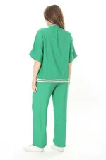 Kadın Büyük Beden Nar Ön Fermuarlı Ribanalı Tunik Ve Pantolon İkili Takım 65N37877