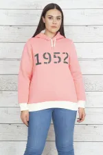 Women's Pink Hooded Sweatshirt with Raised Inside 65N20470