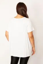 Kadın Beyaz Ön Baskılı Rahat Kesim Tunik 65N34198