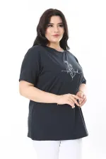 Kadın Büyük Beden Gül Kurusu Bisiklet Yakalı Kısa Kollu Bluz 65N38006