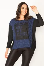 Kadın Siyah Yarasa Kol Ön Detaylı Tunik 65N31027