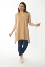 Kadın Büyük Beden Somon V Yakalı Uzun Kolsuz Bluz 65N36920