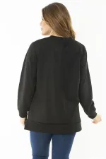 Kadın Büyük Beden Hardal Dueble Face Kumaş Renk Kombinli Sweatshirt 65N37124