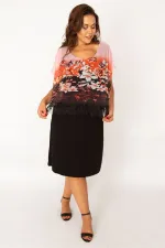 Women's Black Chiffon Cape Dress