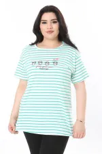 Kadın Büyük Beden Gül Kurusu Bisiklet Yakalı Kısa Kollu Bluz 65N38006