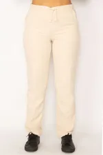 Kadın Taş Beli Tünel Bağcık Detaylı Yan Ve Arka Cepli Gabardin Kumaş Pantolon 65N34145