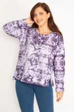Women's Purple Tie Dye Printed Sweatshirt 65N34770