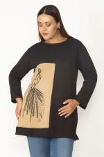 Kadın Camel Baskı Ve Taş Detaylı Renk Kombinli Sweatshirt 65N28012