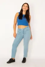 Kadın Mavi Likralı 5 Cep Kot Pantolon 65N34242