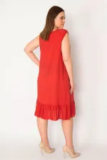 Kadın Bordo Etek Ucu Fırfırlı Viskon Elbise 65N35402