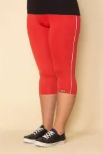 Kadın Kırmızı Yan Şeritli Likralı Jarse Tayt Pantolon 65N28659