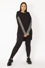 Kadın Siyah Yan Garni Detaylı Bisiklet Yakalı Bluz Ve Beli Lastikli Pantolon Takım 65N28371