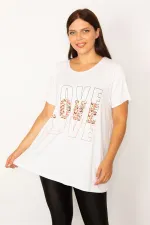 Kadın Beyaz Ön Baskılı Rahat Kesim Tunik 65N34198