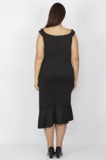 WOMEN'S BLACK WAIST AND SKIRT DETAILED DRESS
