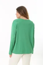 Kadın Büyük Beden Eflatun Bisiklet Yakalı Uzun Kollu Bluz 65N37498
