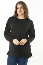 Kadın Büyük Beden Hardal Dueble Face Kumaş Renk Kombinli Sweatshirt 65N37124