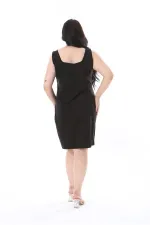 Kadın Büyük Beden Siyah Kalın Askılı Tunik Elbise 65N38240