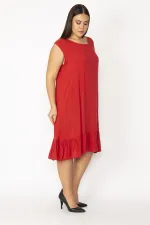 Kadın Bordo Etek Ucu Fırfırlı Viskon Elbise 65N35402