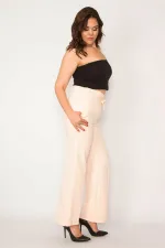 Kadın Hardal Beli Kuşak Bağlamalı Yan Gizli Fermuarlı Pantolon 65N33793