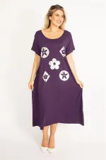 Kadın Mürdüm Suni Deri Garnili Elbise 65N34504