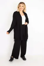 Kadın Mavi Yan Bağcık Detaylı Hırka Pantolon Takım 65N34906