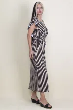 Kadın Siyah Volan Kollu Anvelop Elbise