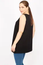 Kadın Lacivert Büyük Beden Önü A Pileli Bluz